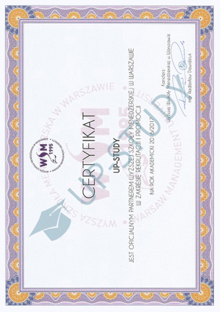 Фото сертификата №1: university|Центр польского образования|UP-STUDY