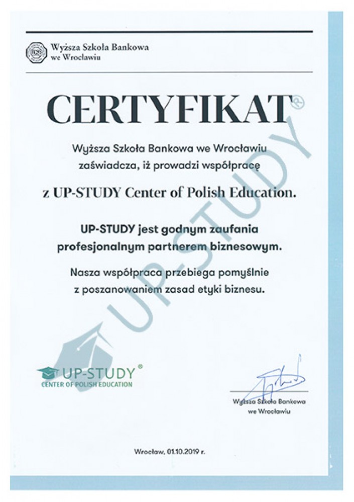Фото сертификата №1: university|Центр польского образования|UP-STUDY