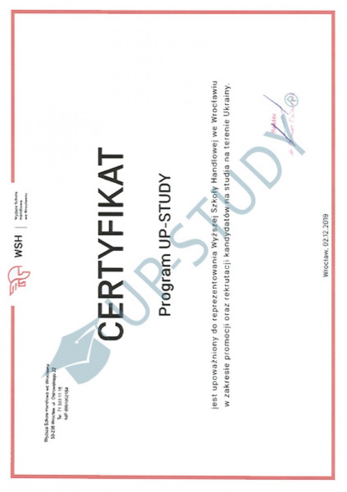 Фото сертифіката №17: university|Центр польської освіти|UP-STUDY